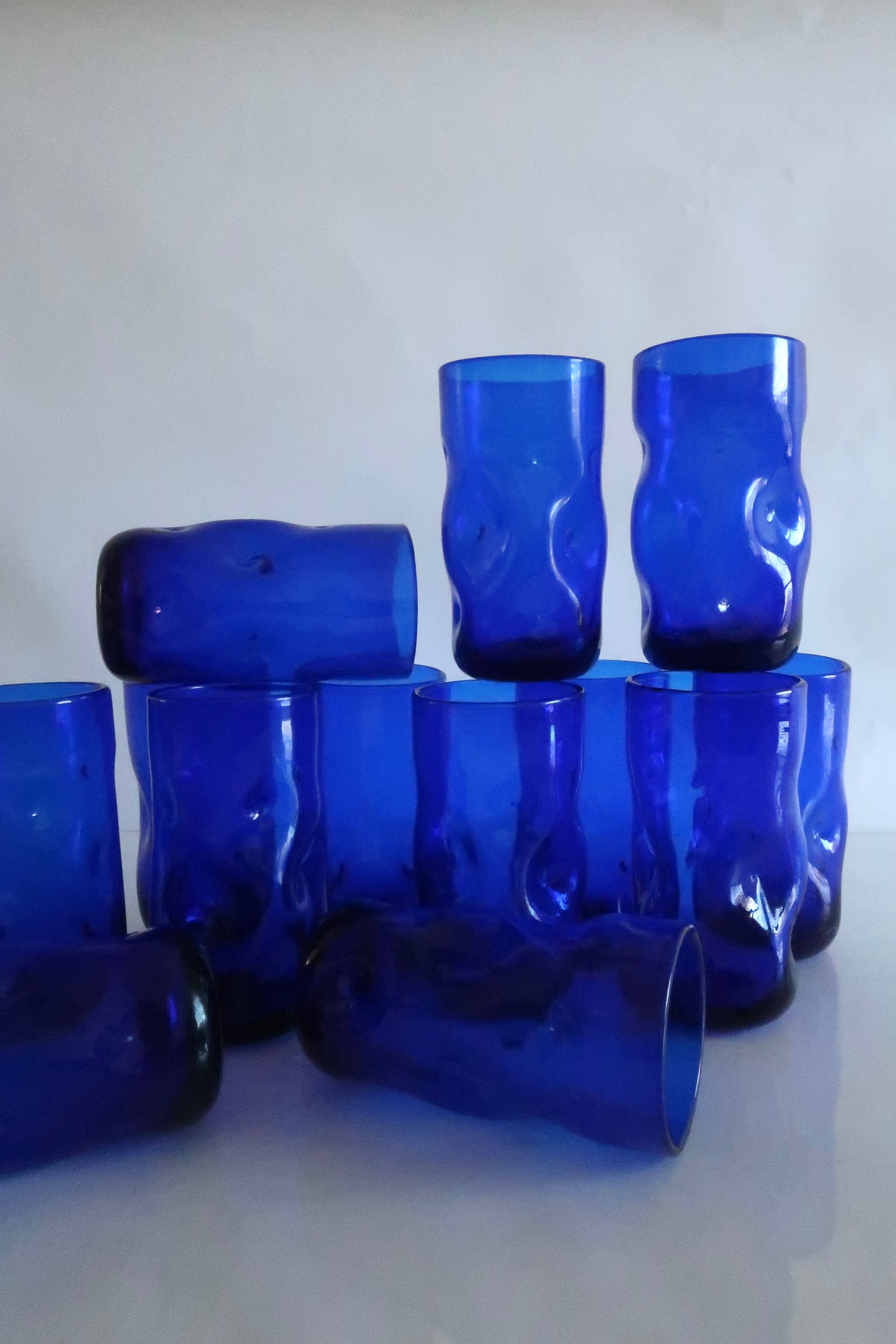 Blenko Cobalt Blue Pinch Tumbler