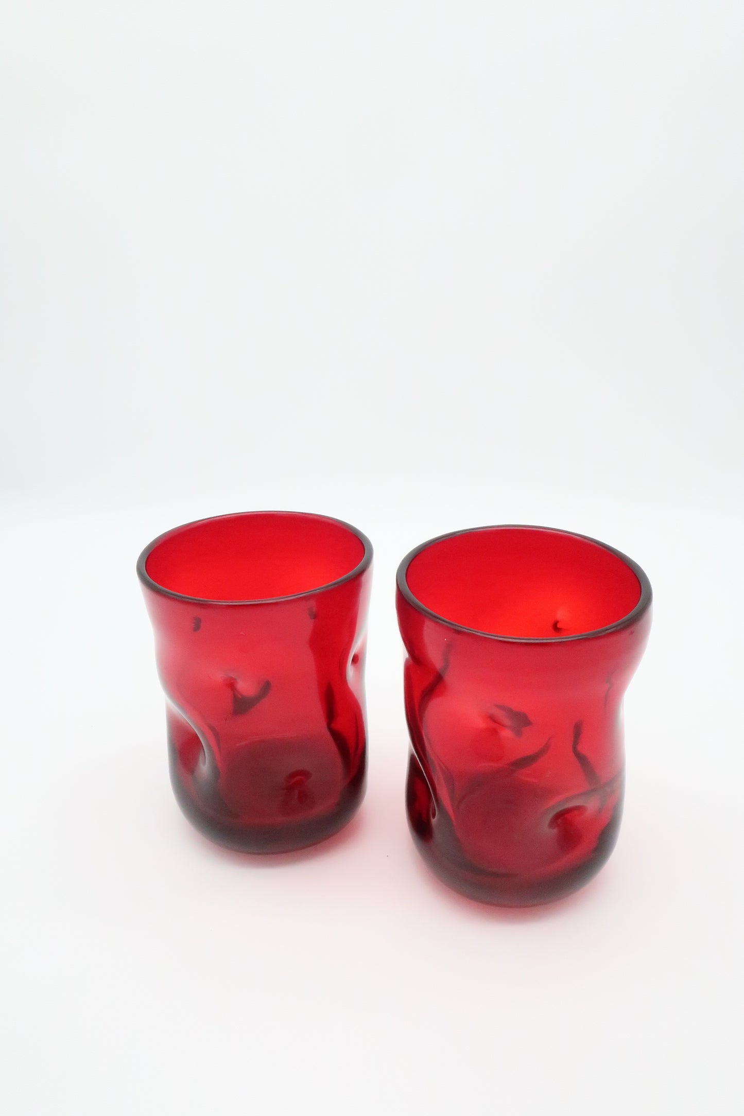 Blenko Red Pinch Tumbler Set