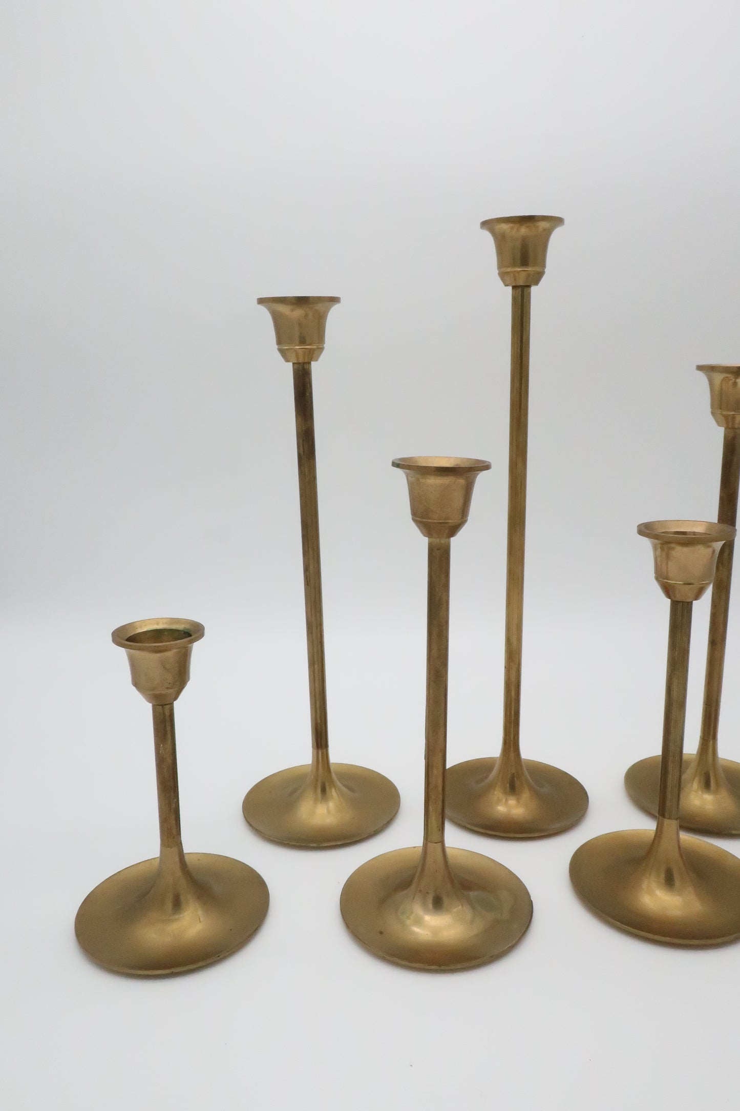 7 Piece Brass Candle Holder Set