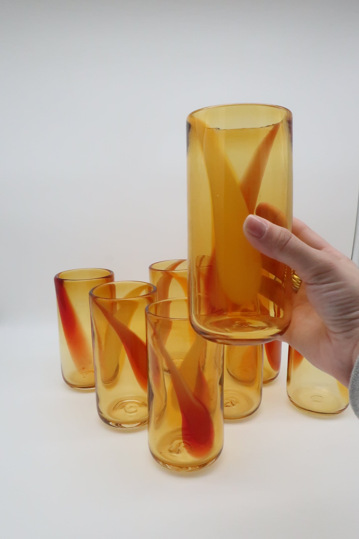 Handblown Amber Glass Tumblers