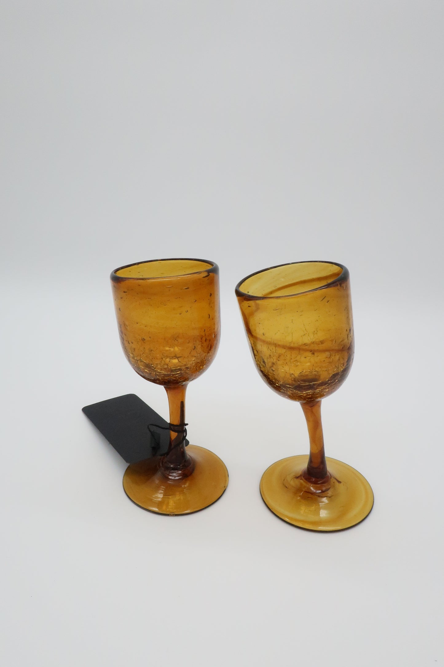 Handblown Curvy Amber Shotglasses