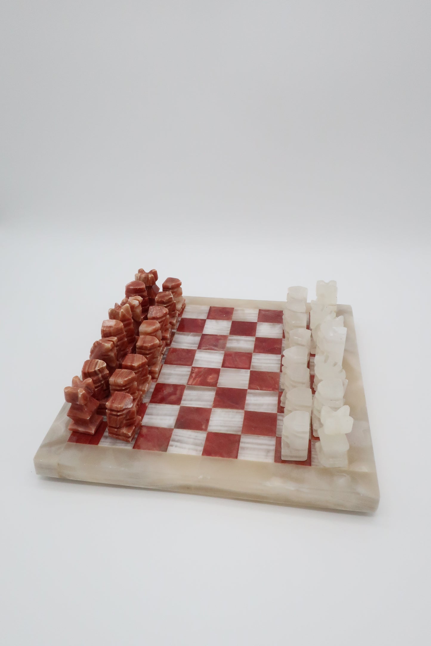Pink & White Marble Chess Set