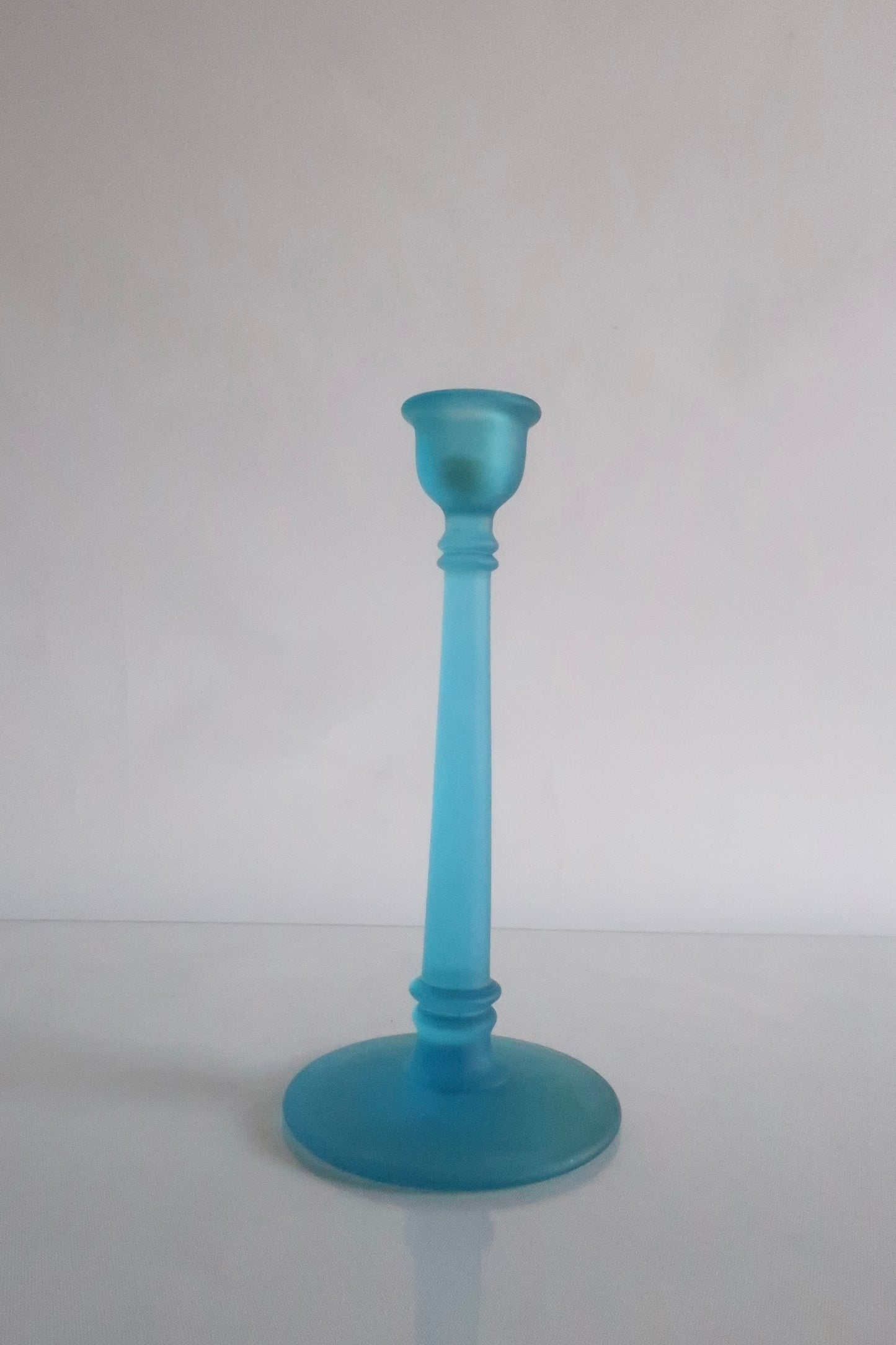 Blue Satin Taper Candle Holder