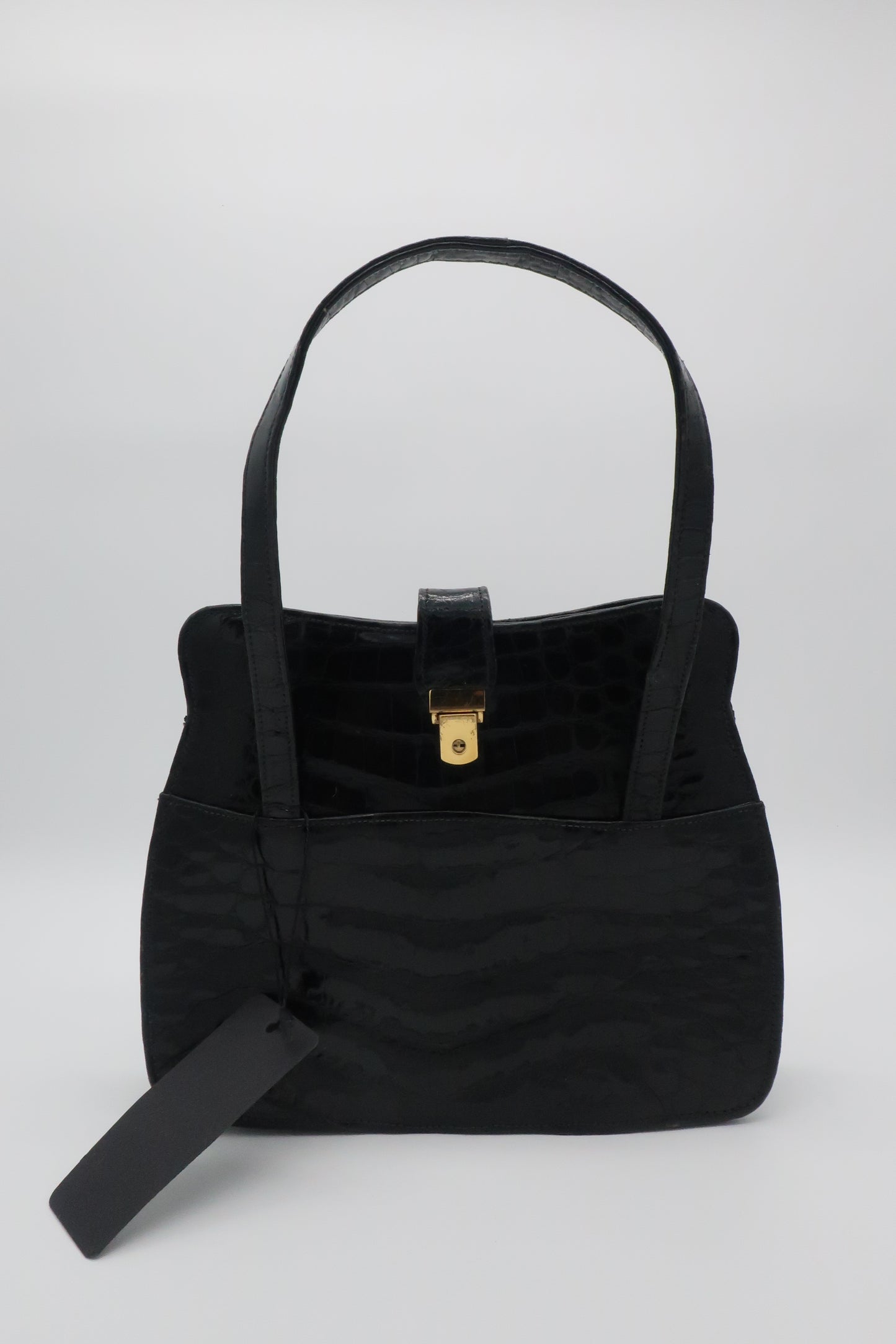 Black Crocodile Leather Handbag