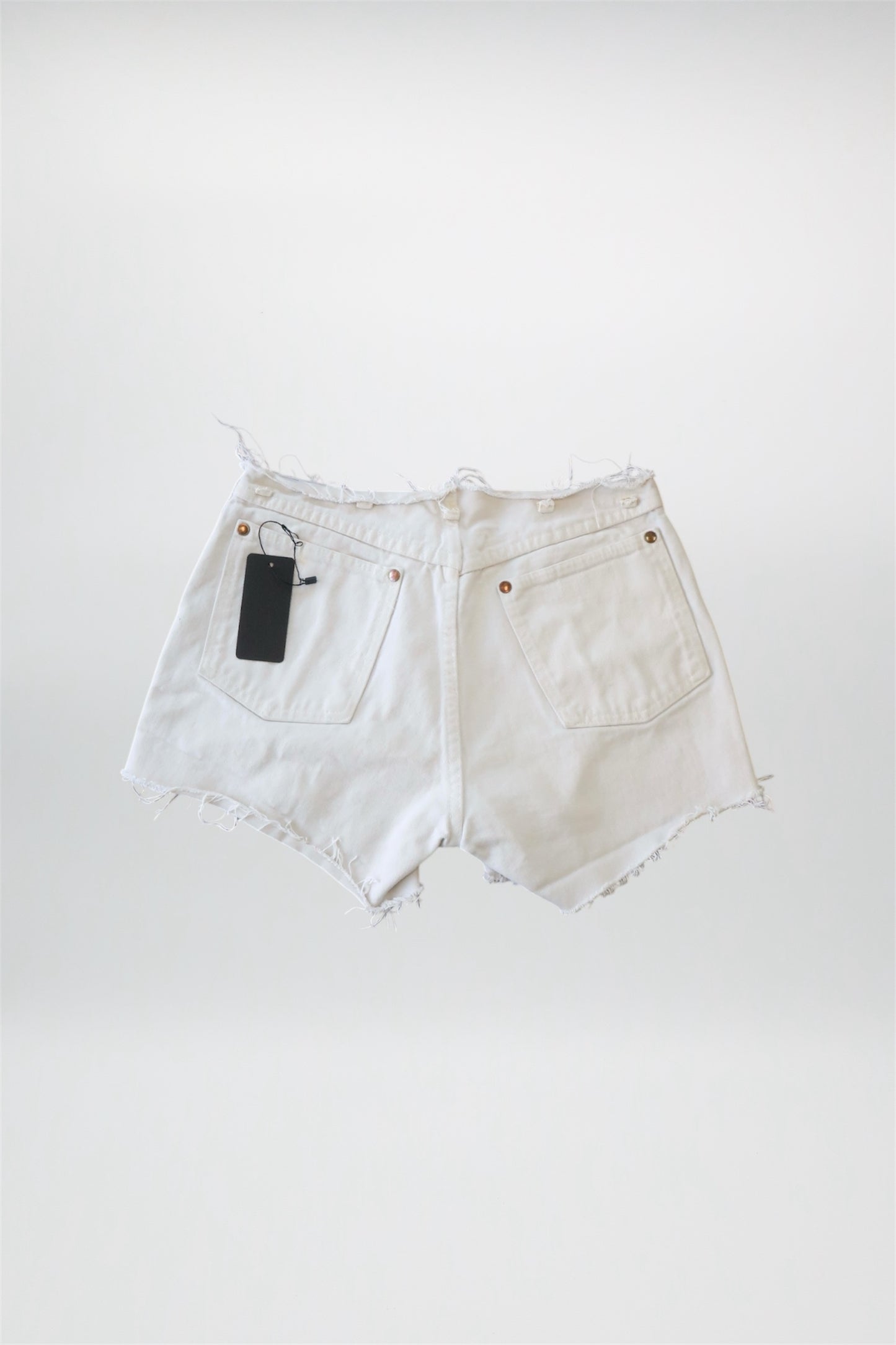 Distressed White Denim Wrangler Shorts
