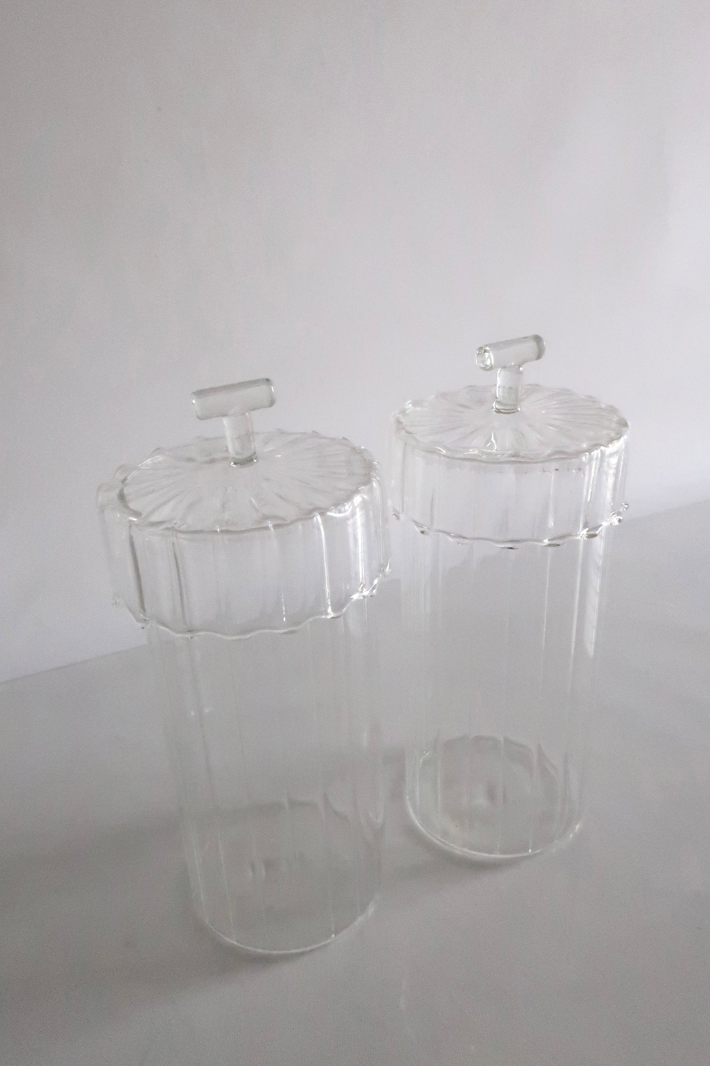 Ribbed Clear Glass Canister