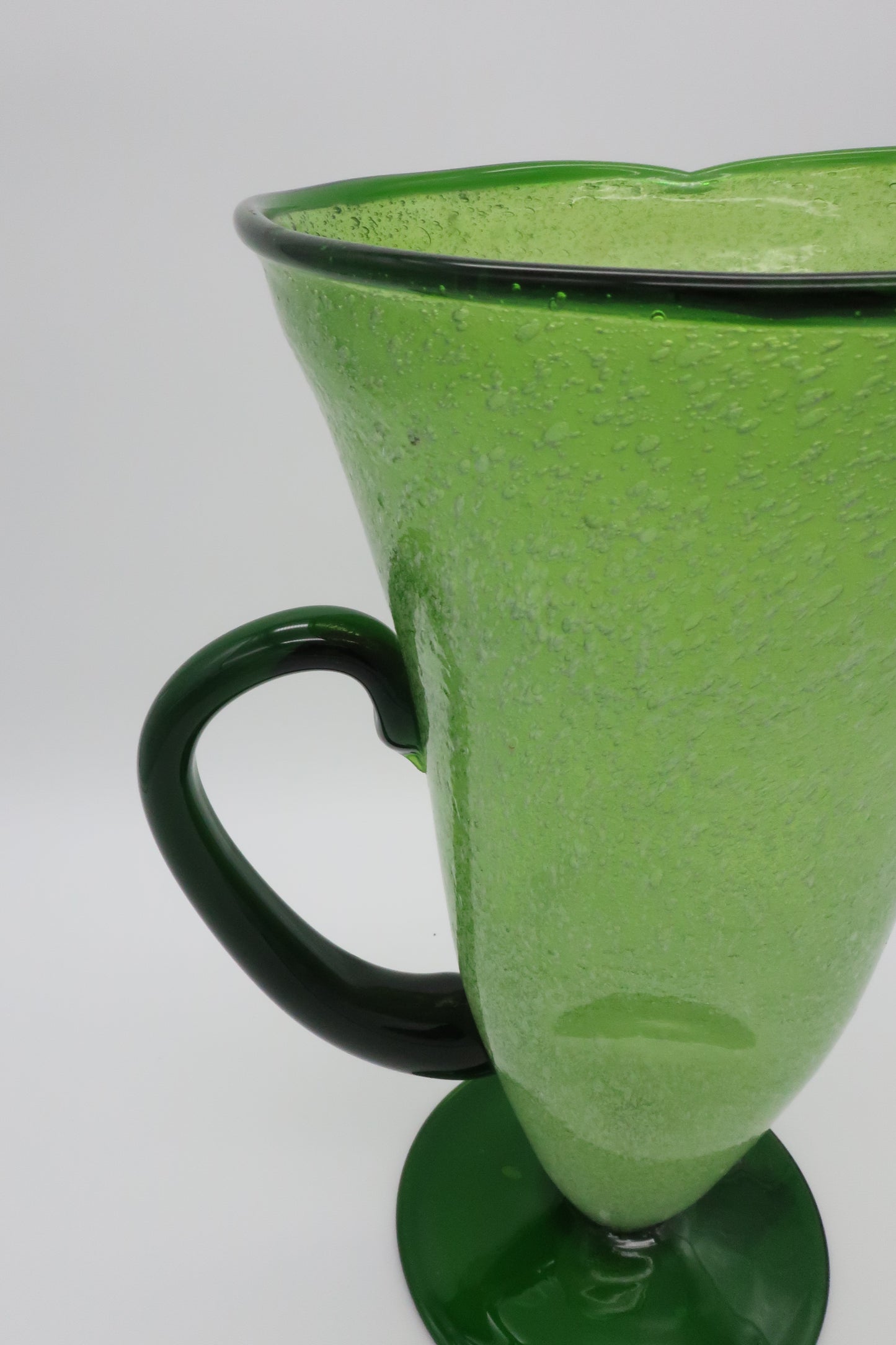 Handblown Green Pinch Pitcher