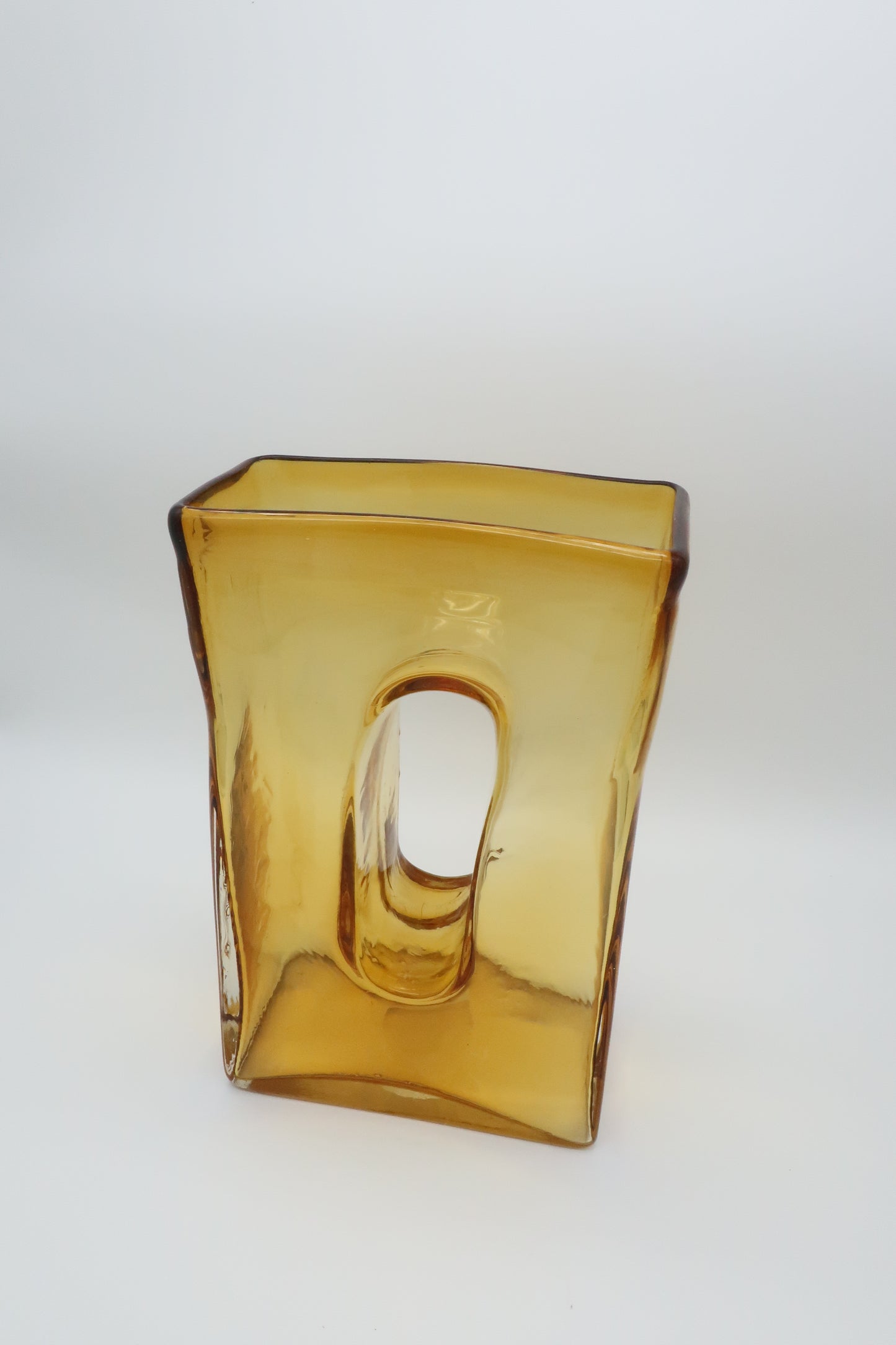 Amber Glass Donut Vase