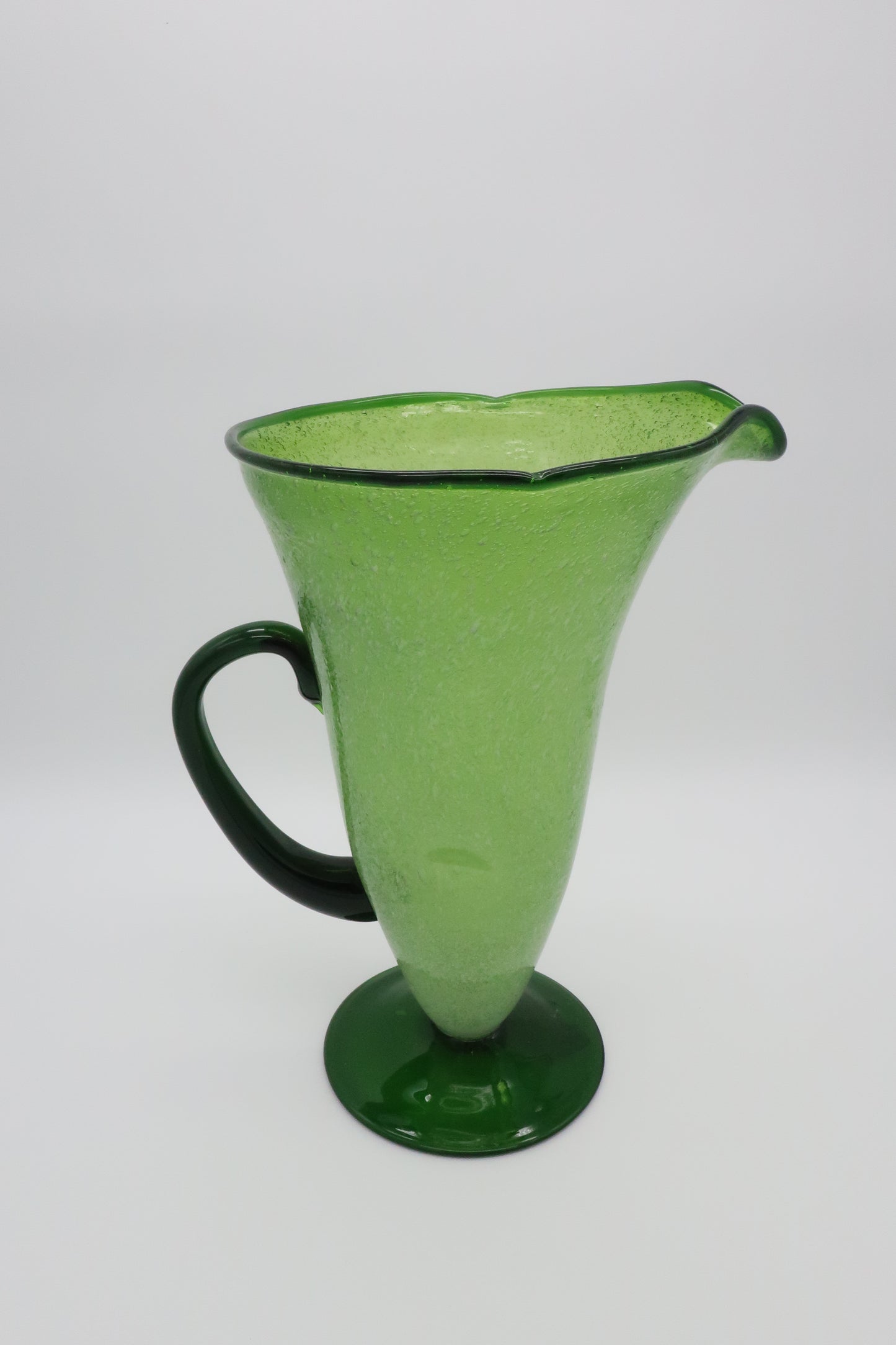 Handblown Green Pinch Pitcher