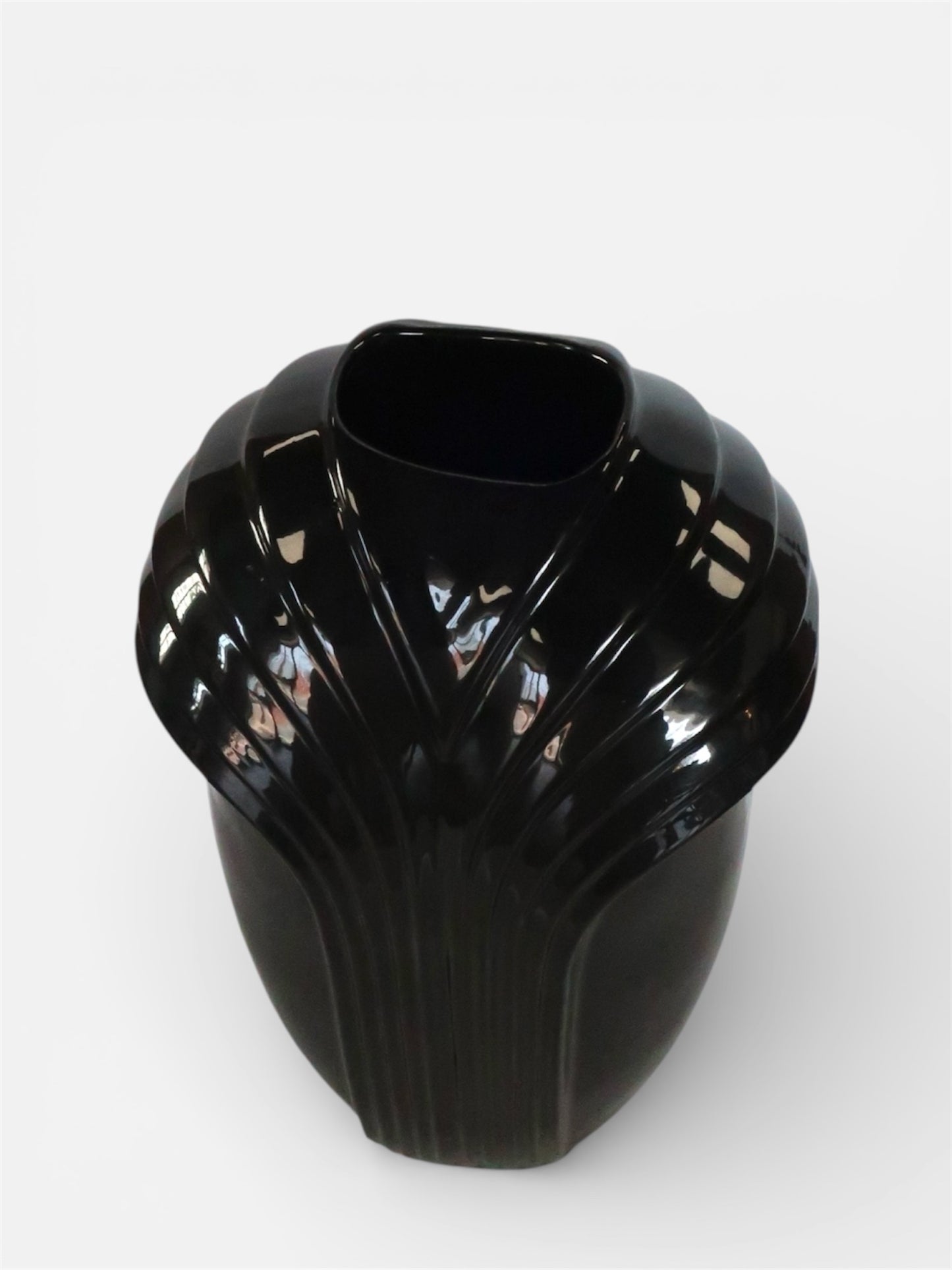 1980’s Large Art Deco Black Floor Vase