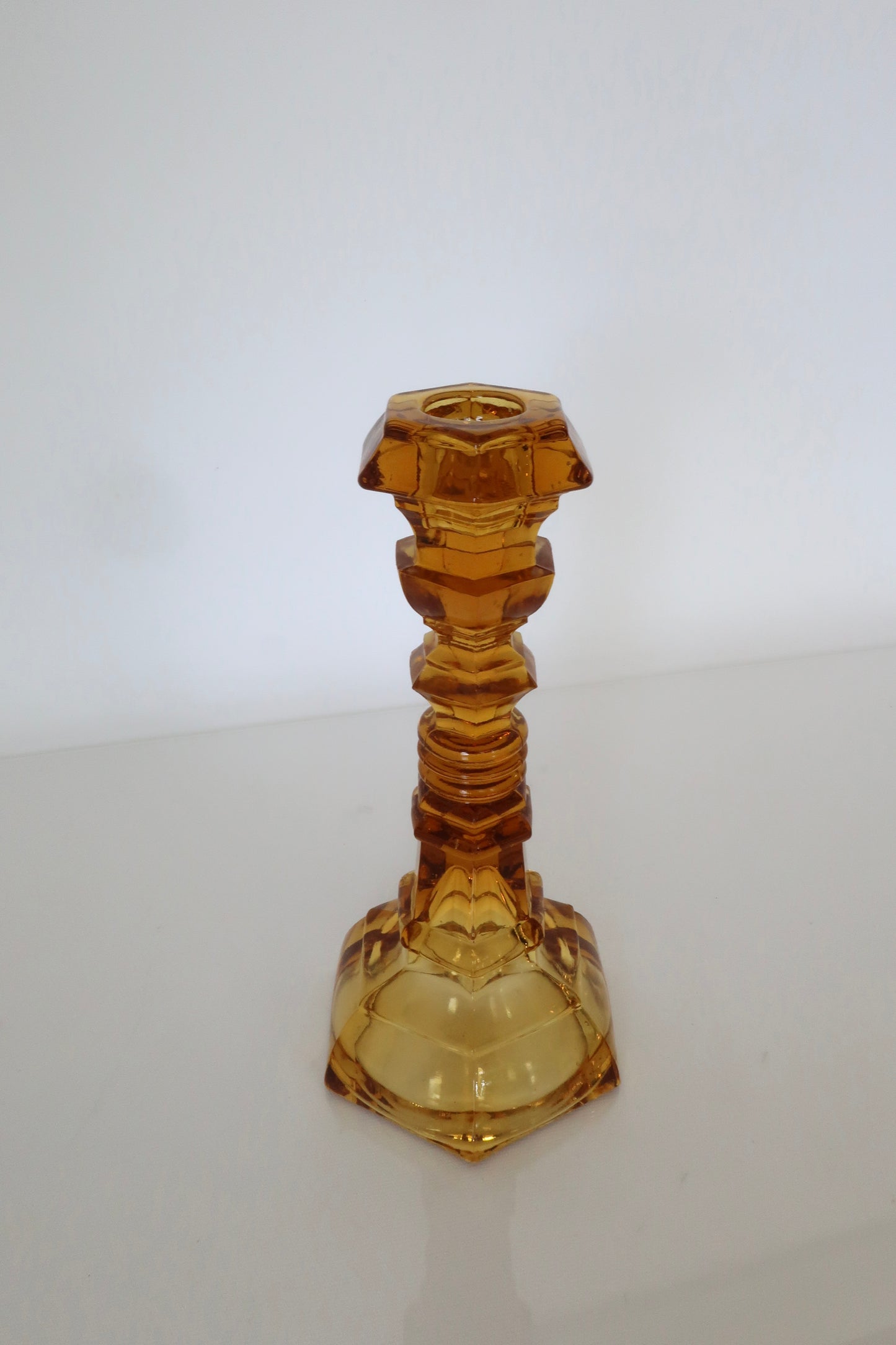 Art Deco Amber Candle Holder