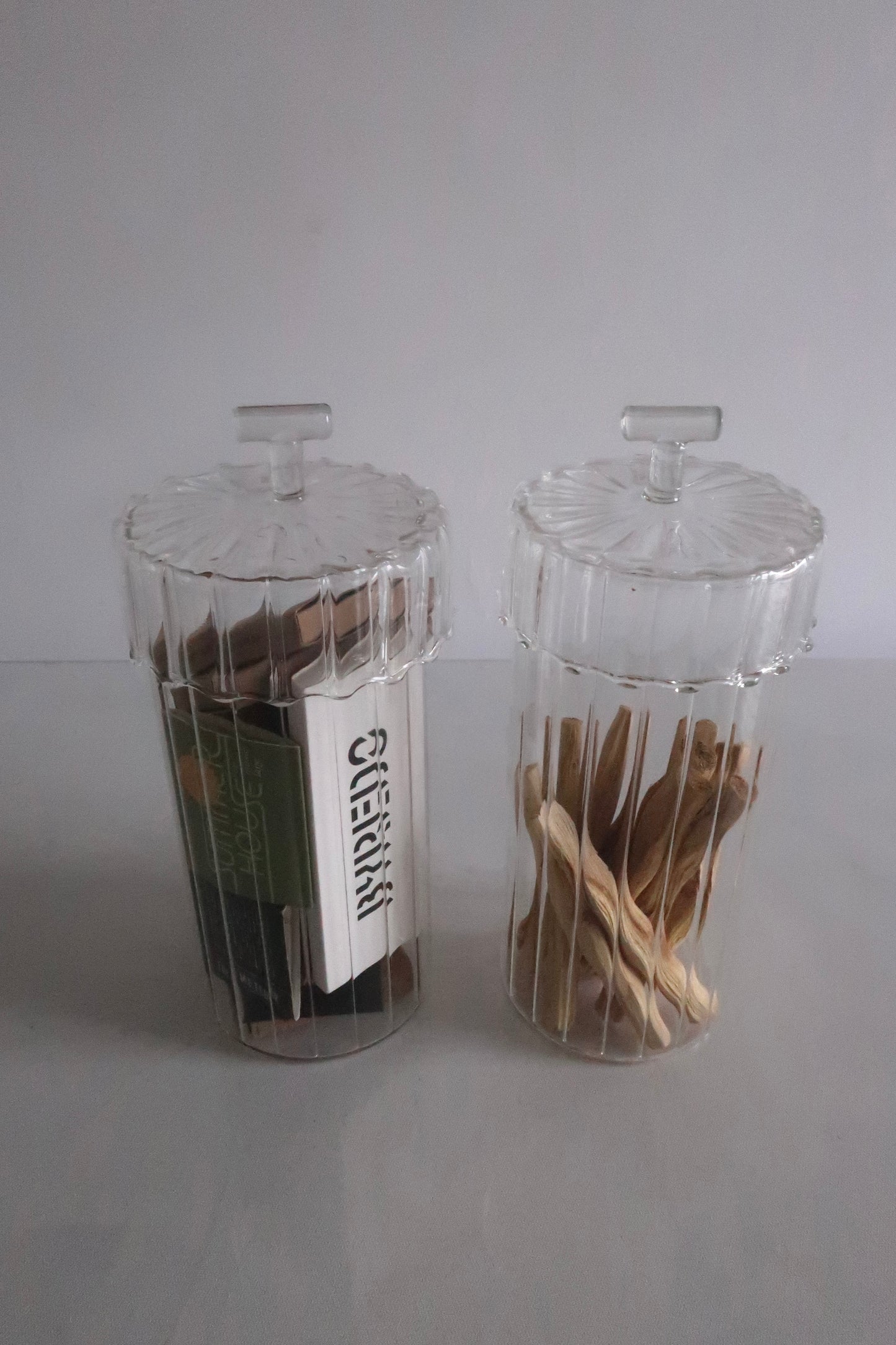 Ribbed Clear Glass Canister