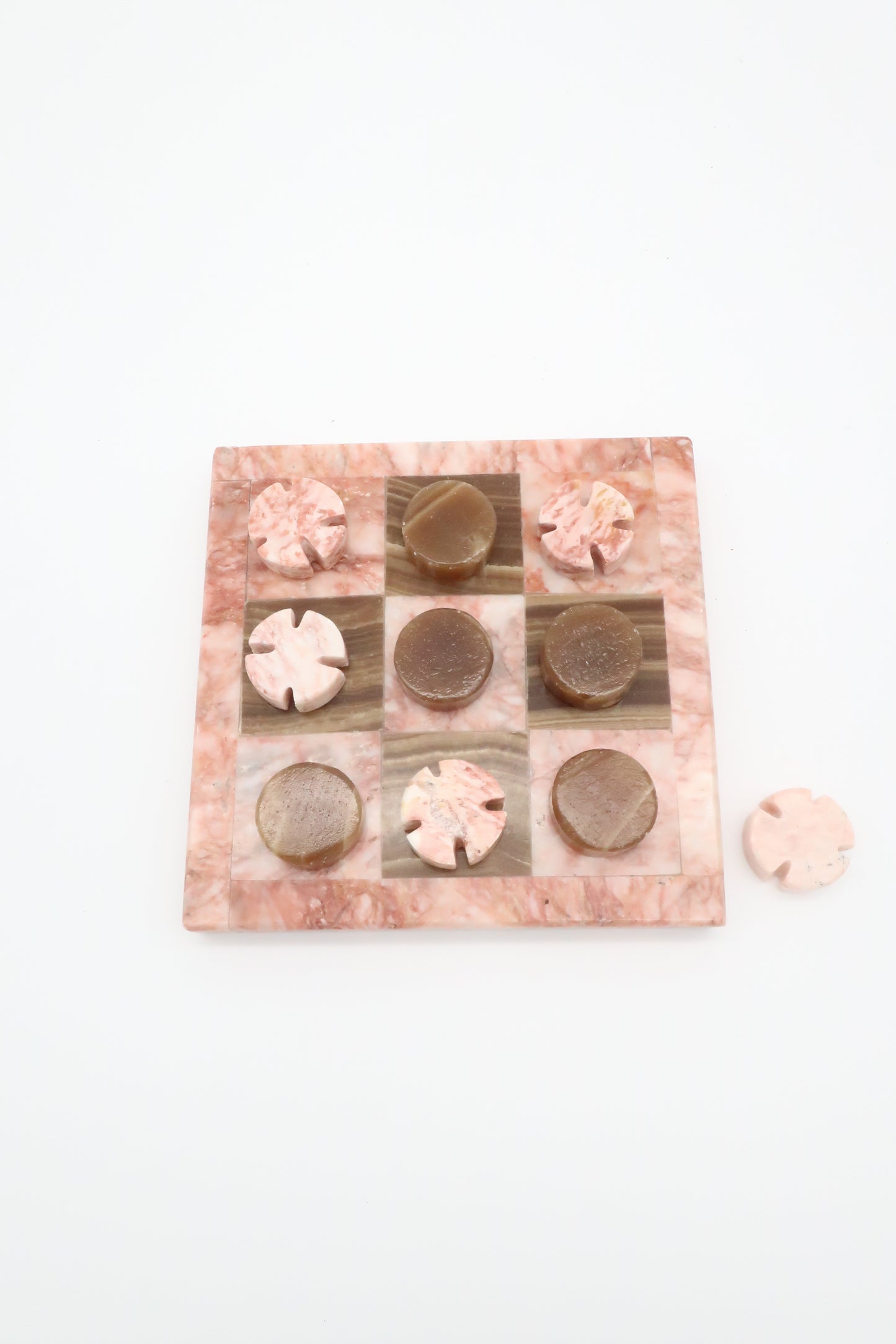Pink & Brown Marble Tic Tac Toe Set