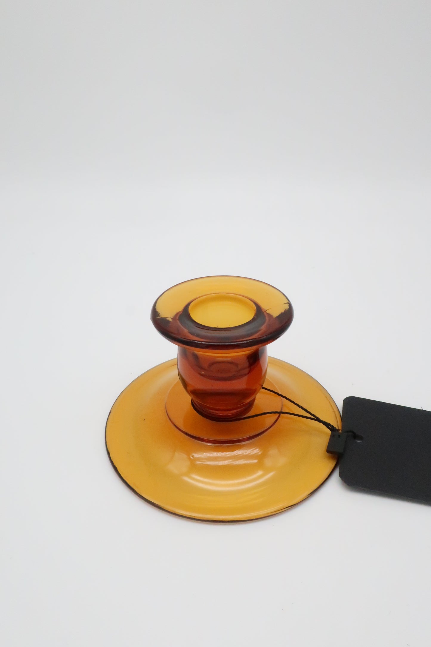 Amber Glass Candle Holder