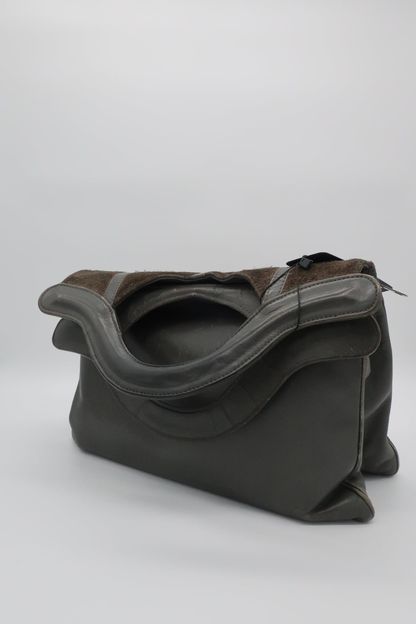 Suede Brown & Olive Handbag