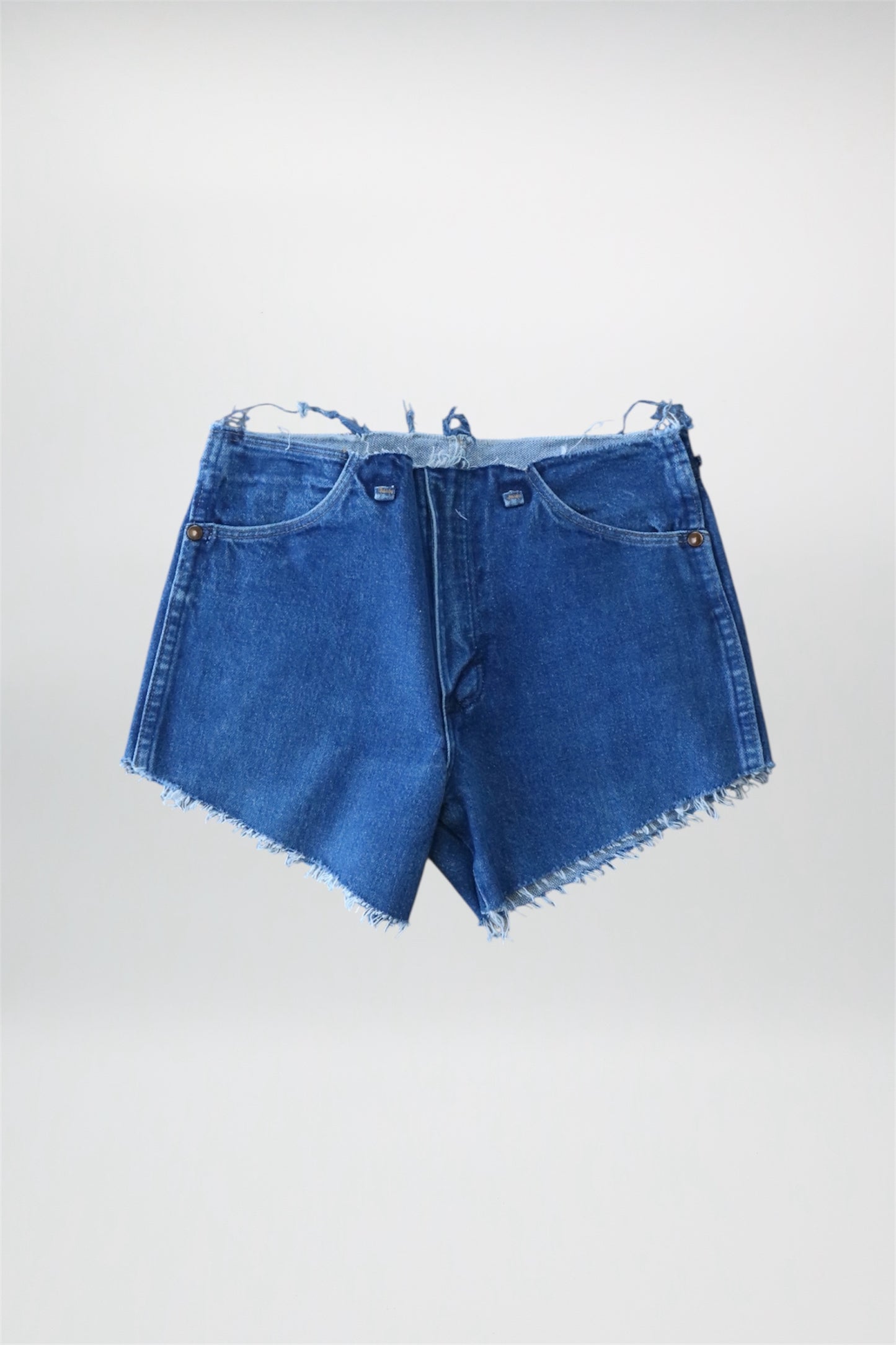 Distressed Blue Denim Wrangler Shorts