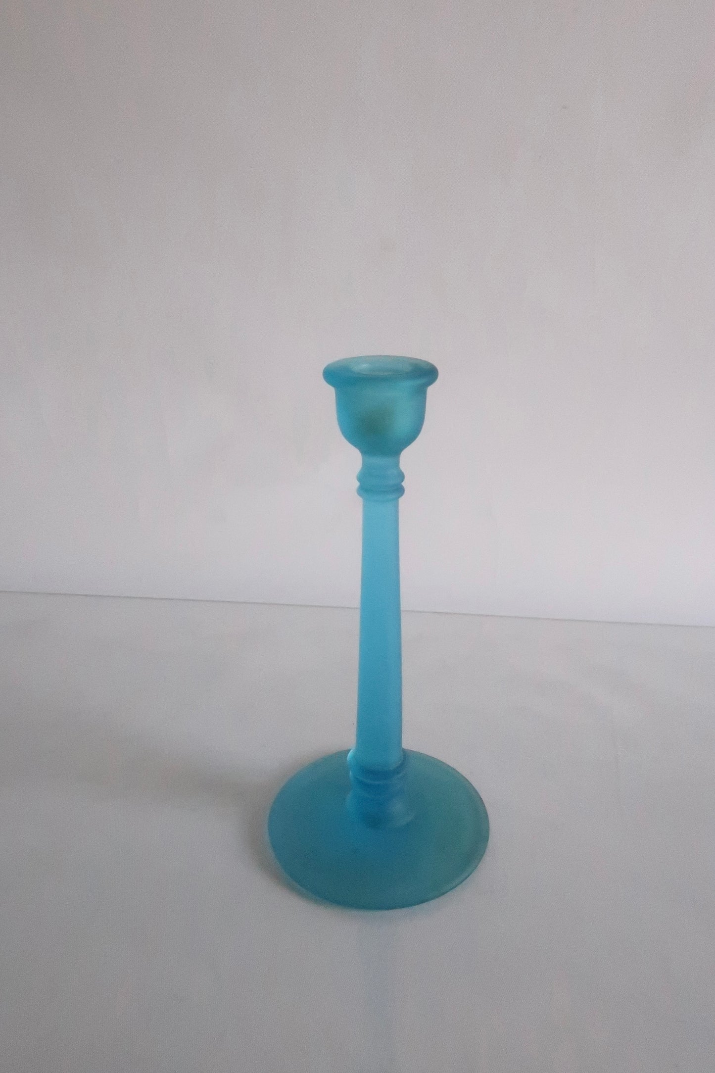 Blue Satin Taper Candle Holder