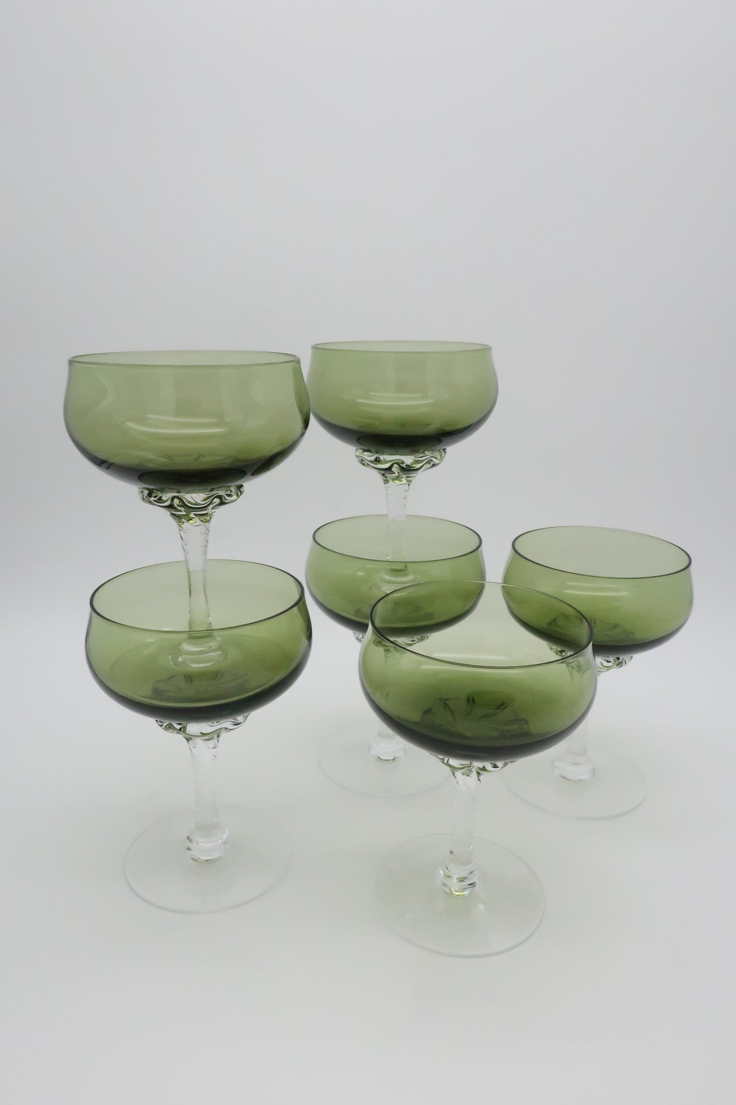 1960s Sasaki Green Champagne Coupes