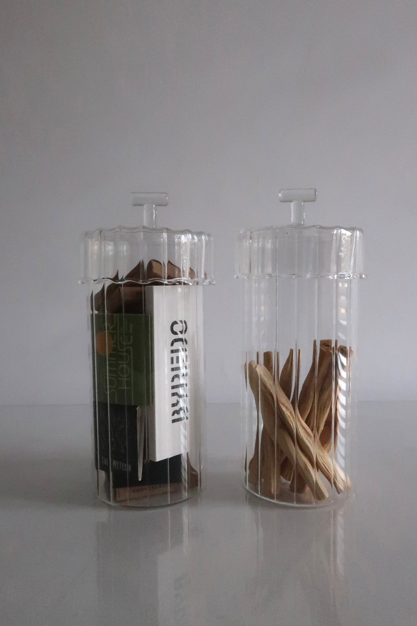 Ribbed Clear Glass Canister