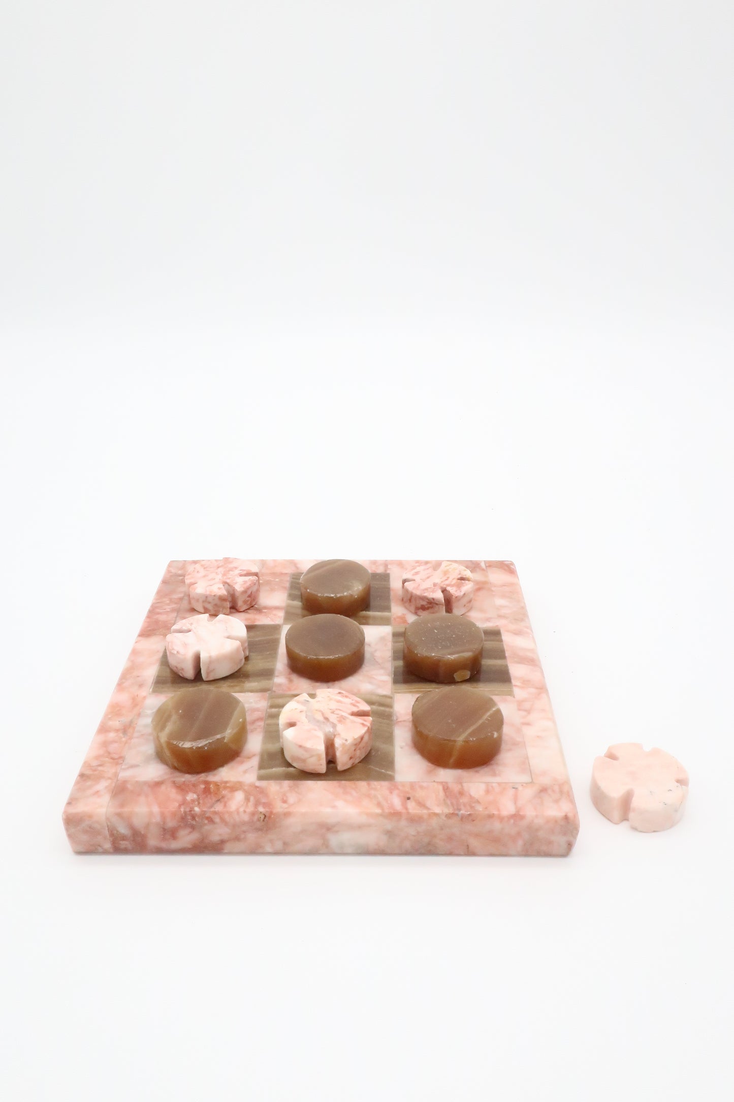 Pink & Brown Marble Tic Tac Toe Set