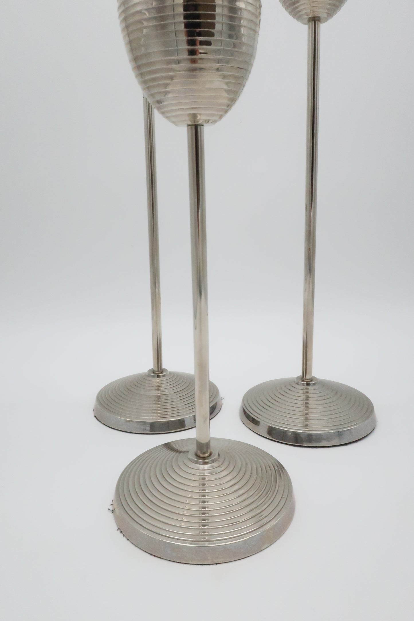 1970's Chrome Spiral Candle Holder Set