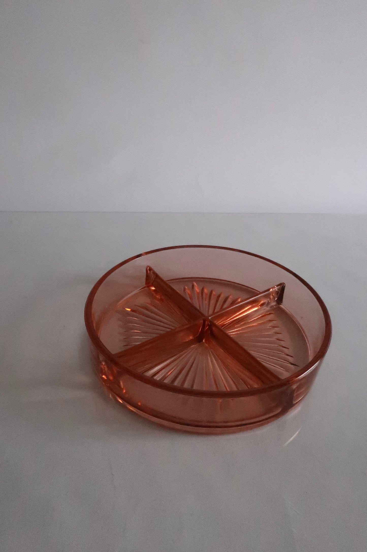 Pink Glass Divided Catch-all
