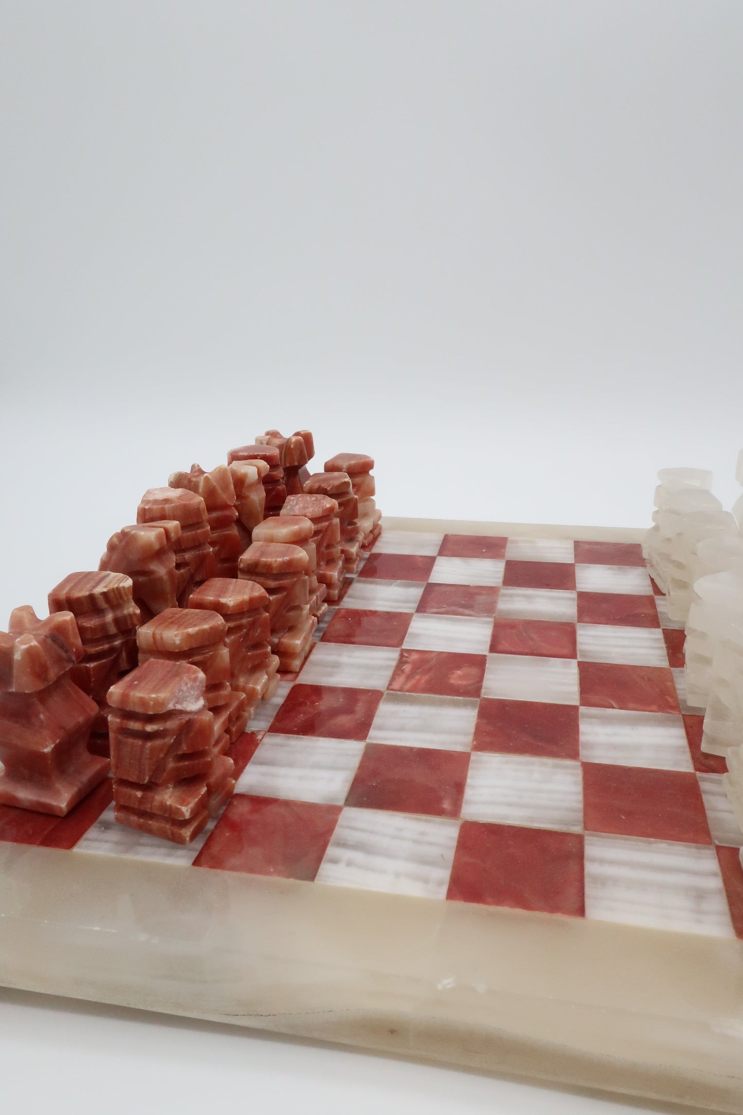 Pink & White Marble Chess Set
