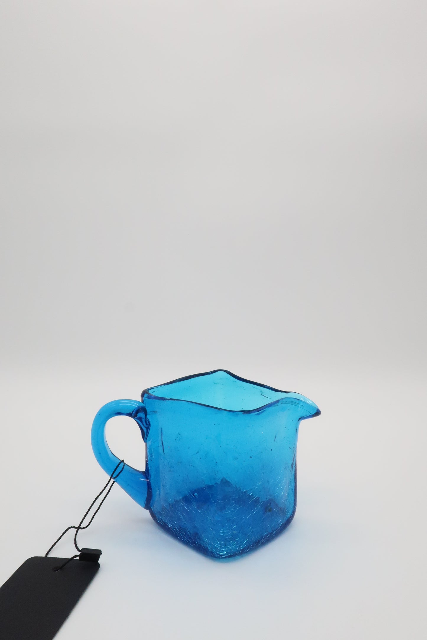 Handblown Blue Crackle Pitcher