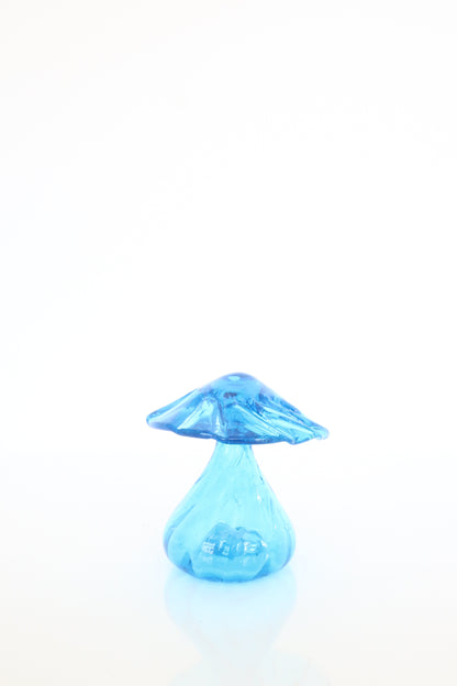 Handblown Blue Mushroom