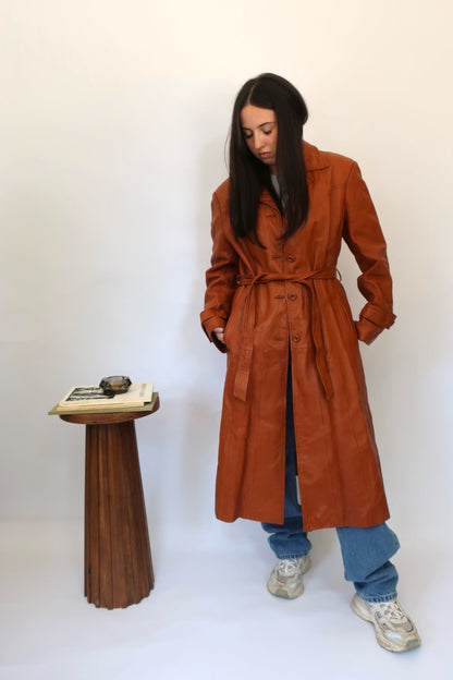 Wilson Brown Leather Trench Coat