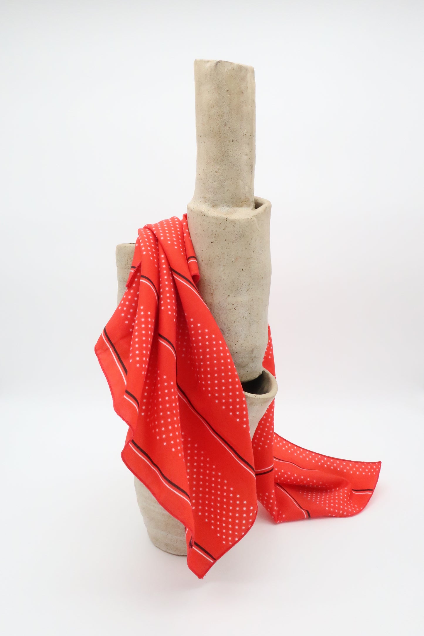 Red & White Silk Blend Scarf