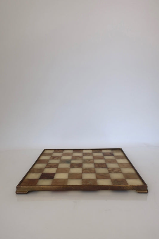 Italian Marble & Brass Chess Board