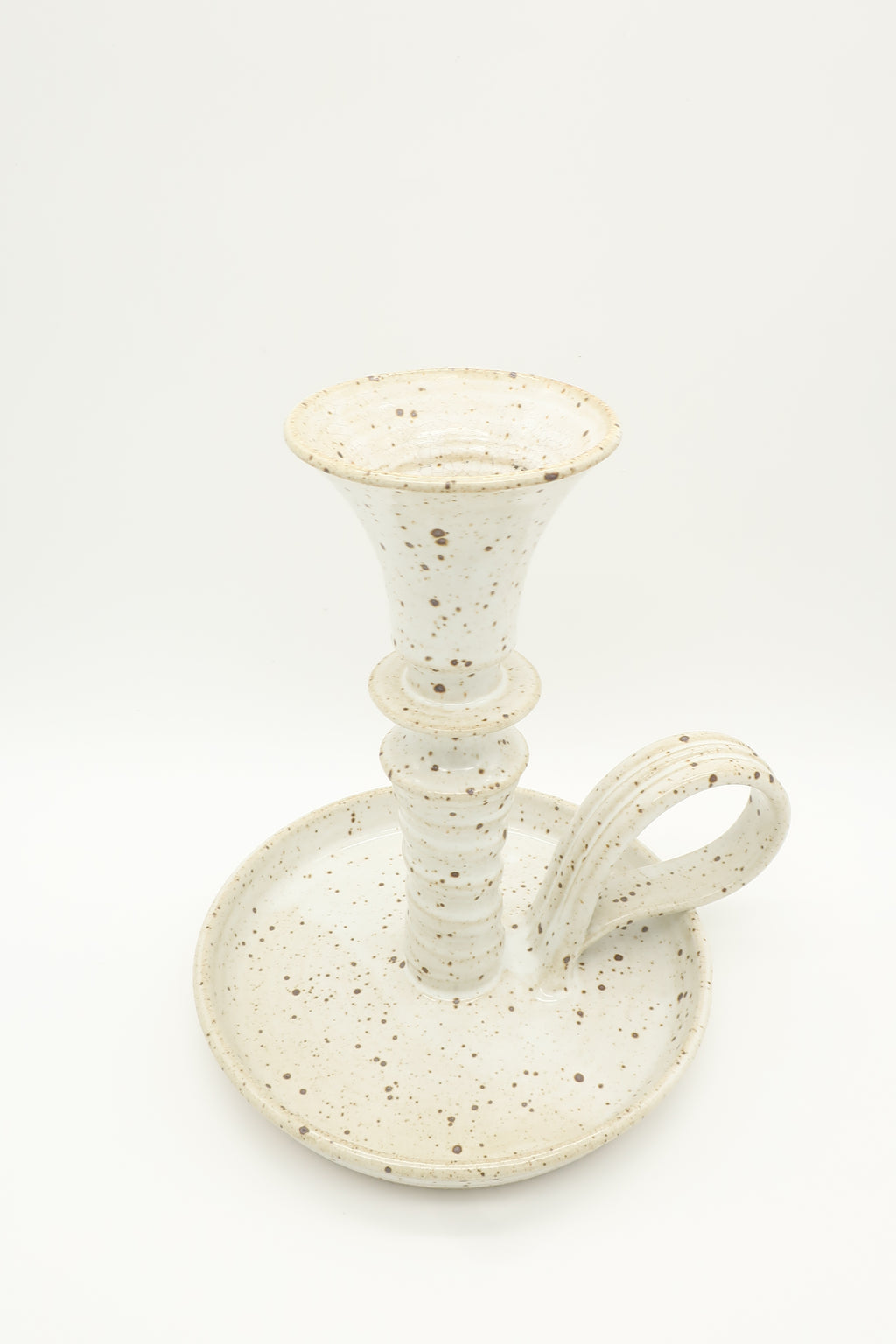 1960s Large Speckled Ceramic Candle Holder
