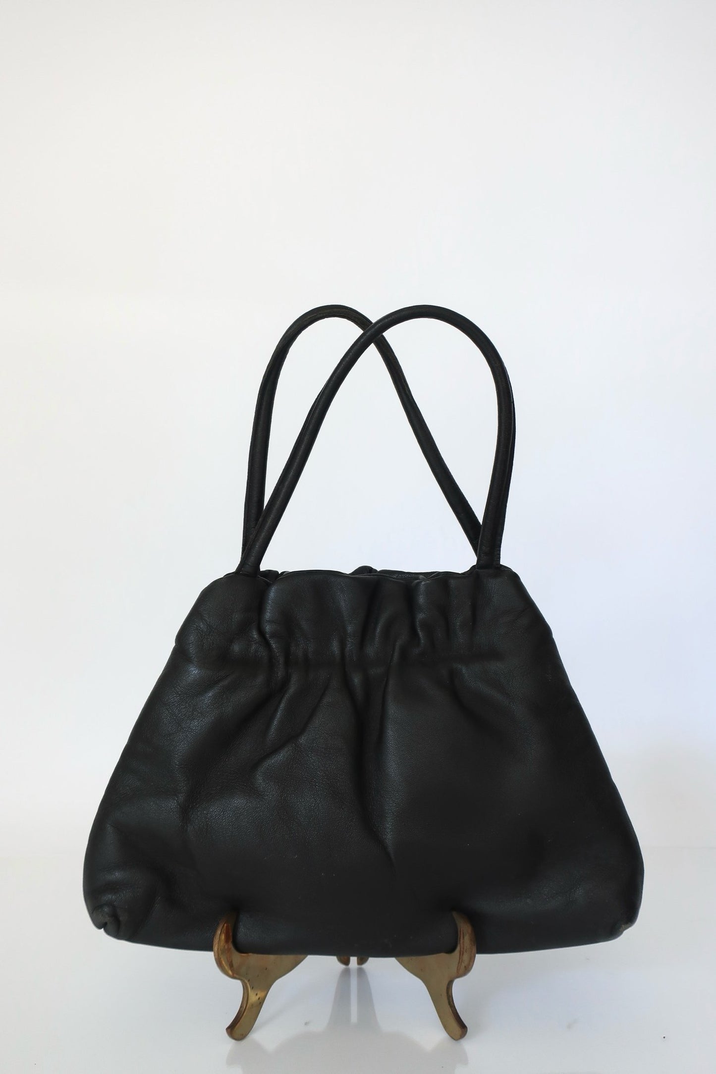 Black Puffy Leather Handbag