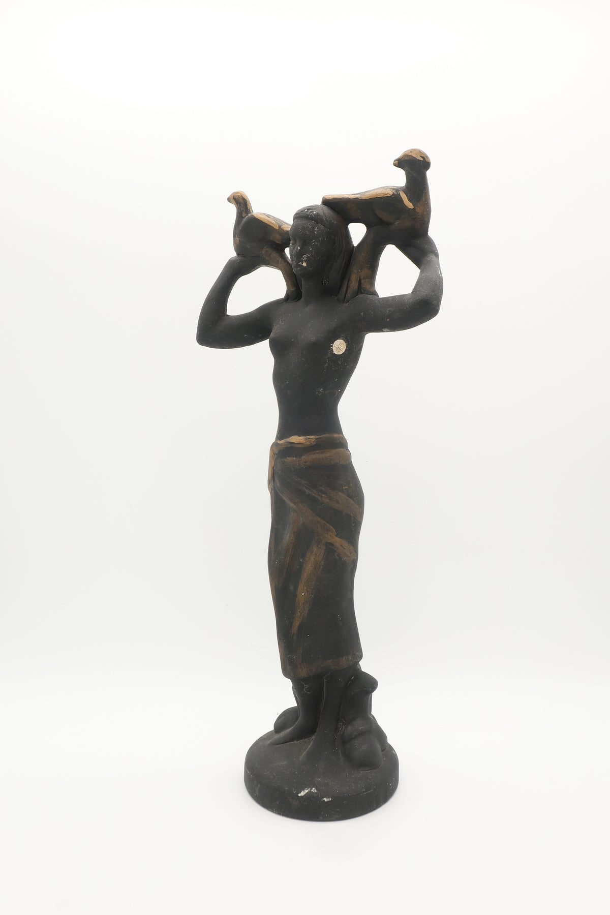 Black Hollywood Regency Lady Bird Statue