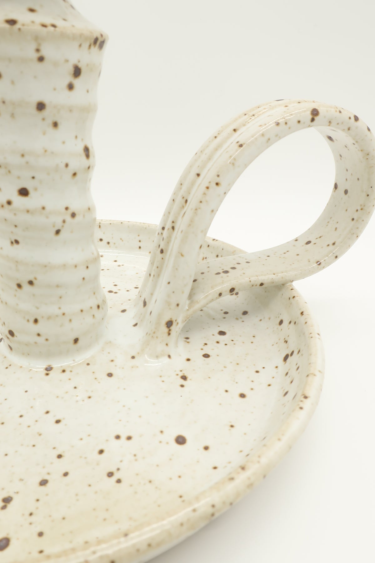 1960s Large Speckled Ceramic Candle Holder