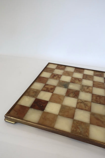 Italian Marble & Brass Chess Board