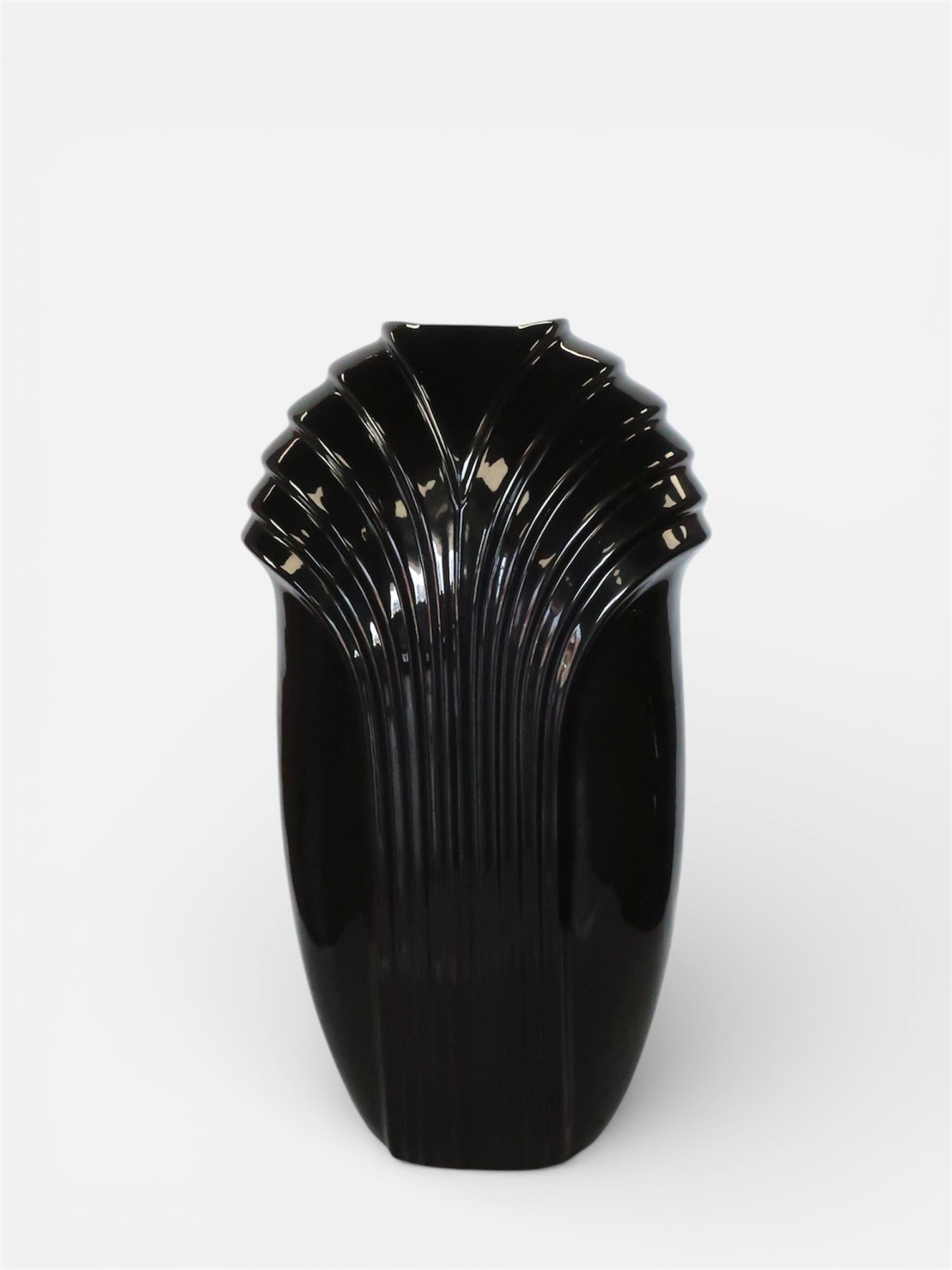 1980’s Large Art Deco Black Floor Vase