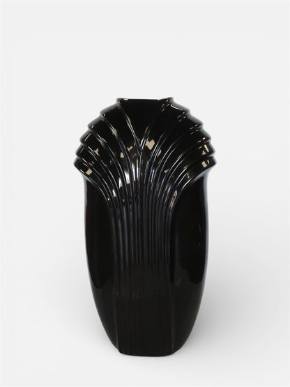 1980’s Large Art Deco Black Floor Vase