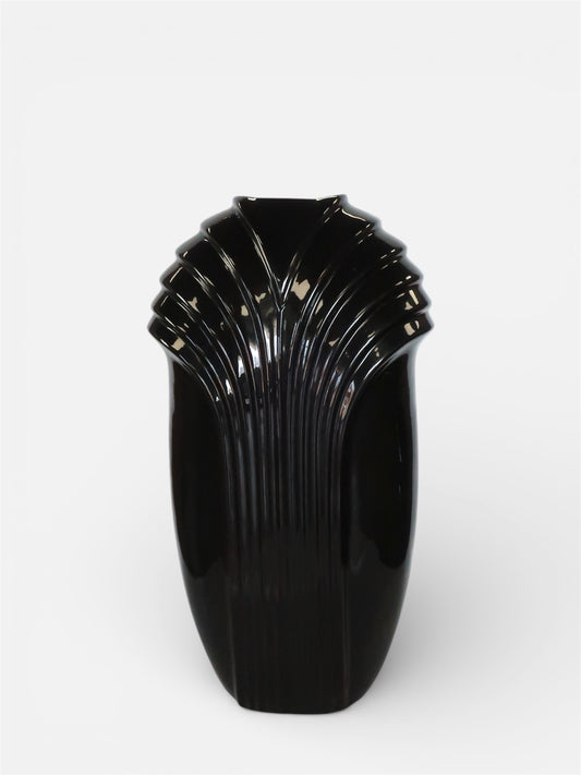 1980’s Large Art Deco Black Floor Vase