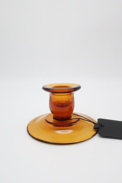 Amber Glass Candle Holder