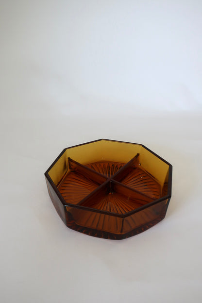 Art Deco Amber Divided Catch-all