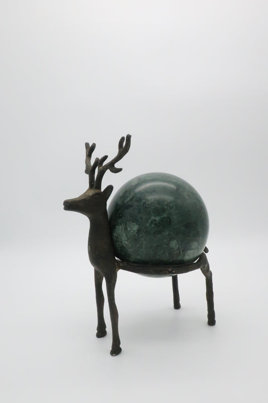 Marble Sphere w/ Metal Reindeer Stand