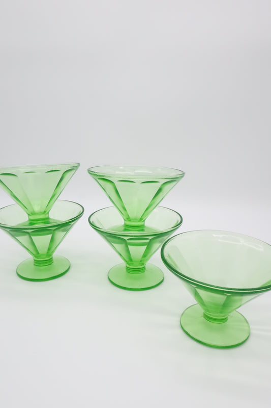 Federal Uranium Vaseline Glass Set
