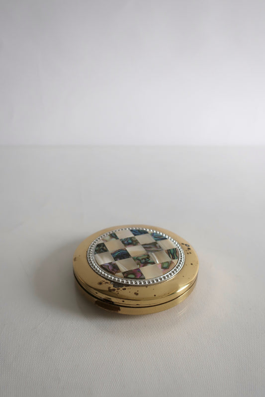 Checkered Mother Of Pearl Compact Mirror