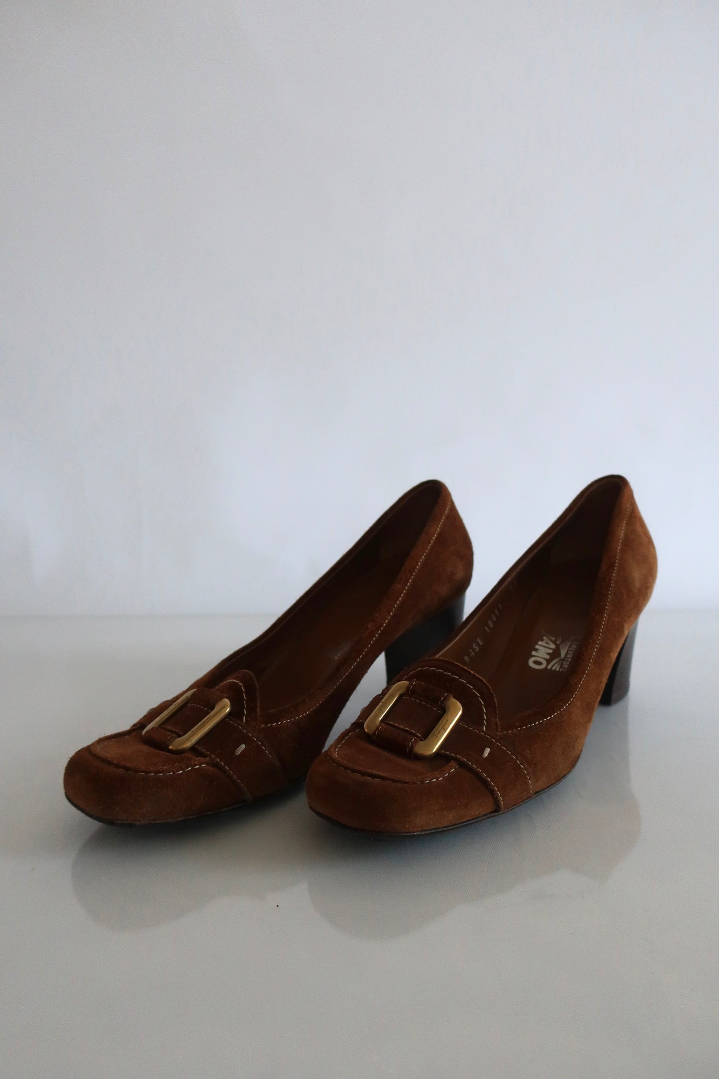 Salvatore Ferragamo Brown Suede Mules