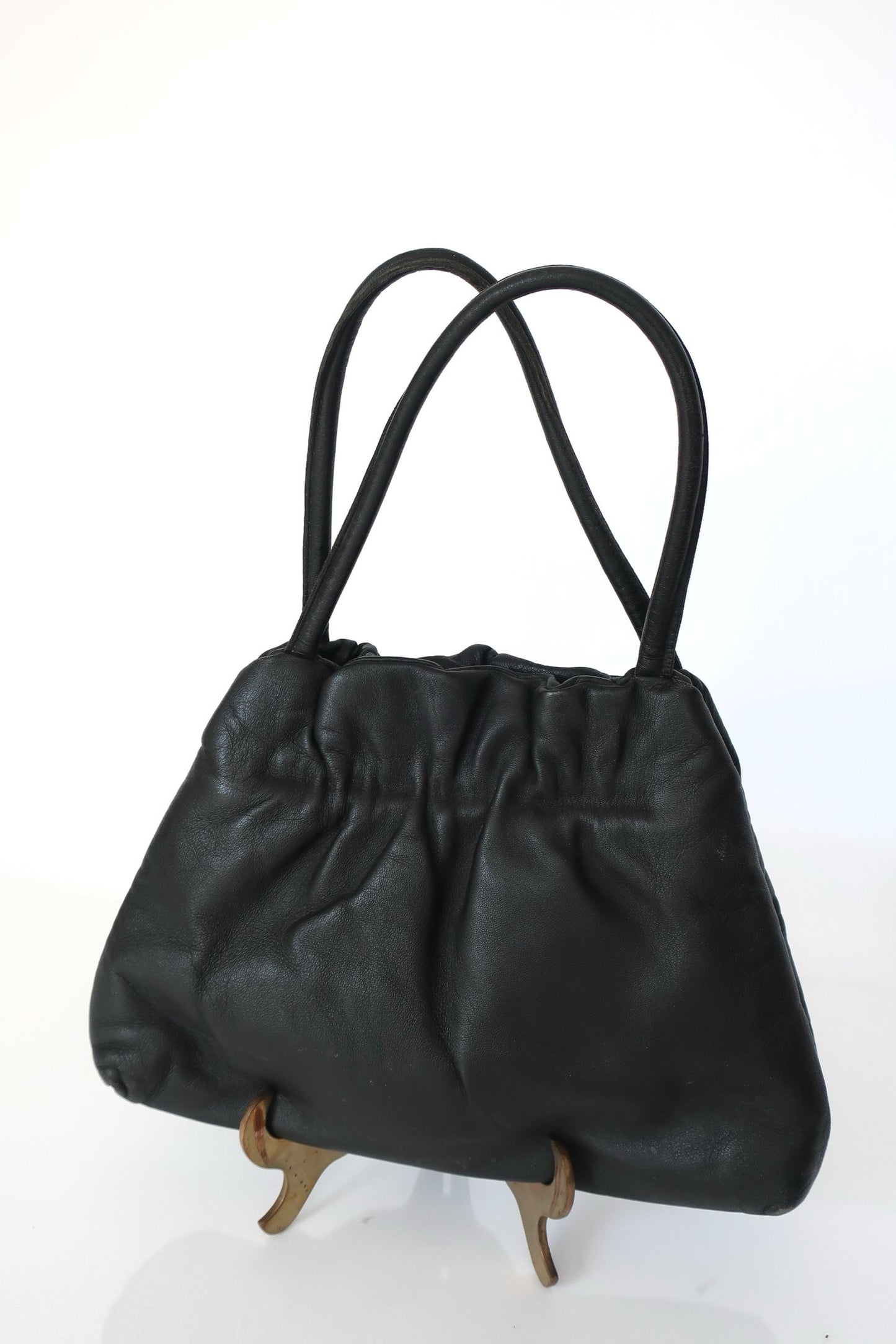 Black Puffy Leather Handbag