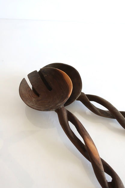 Wooden Spiral Serving Spoons