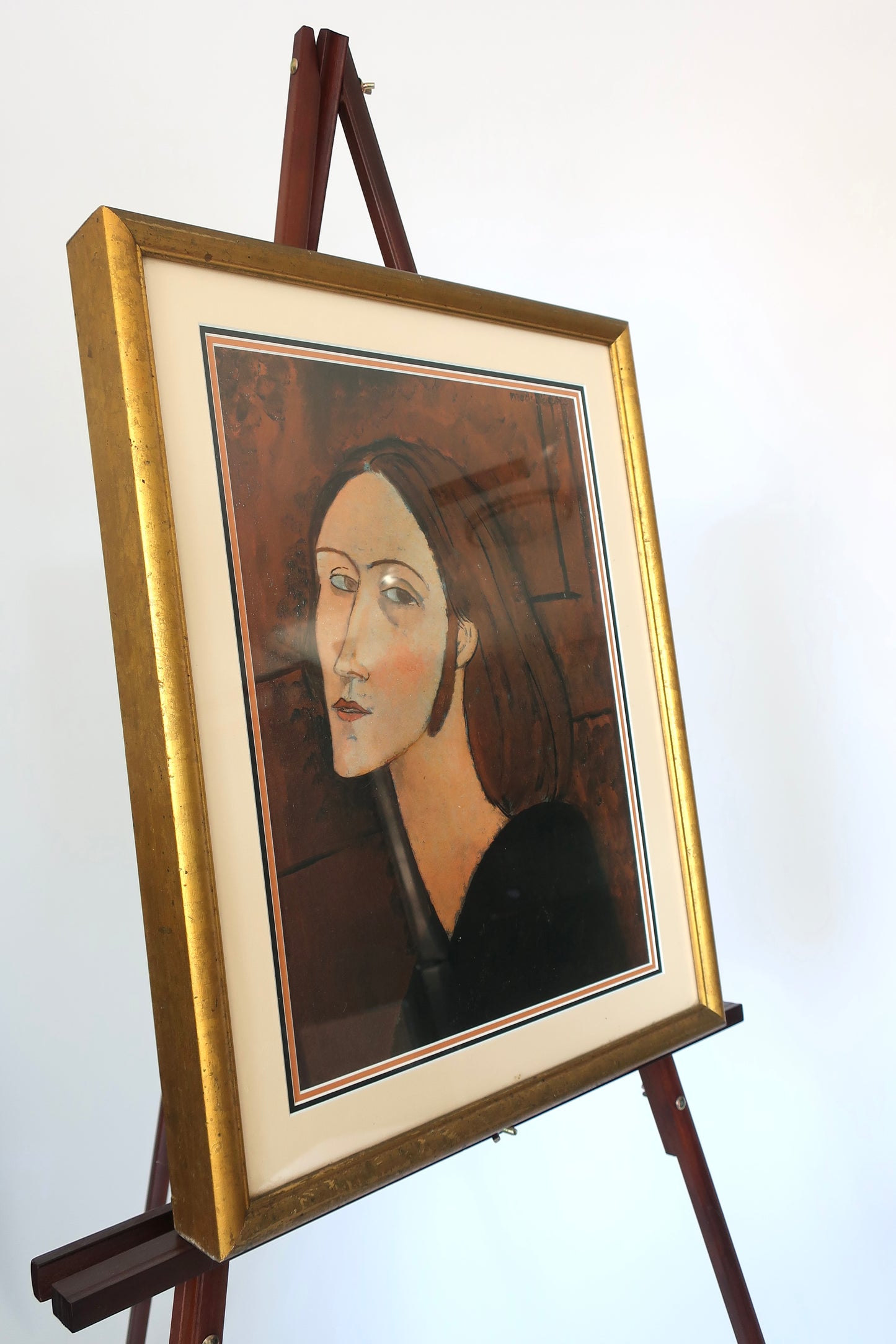 Amedeo Modigliani Signed Woman With Brown Hair Art Piece