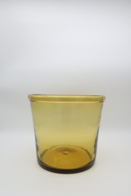 Handblown Amber Glass Pot